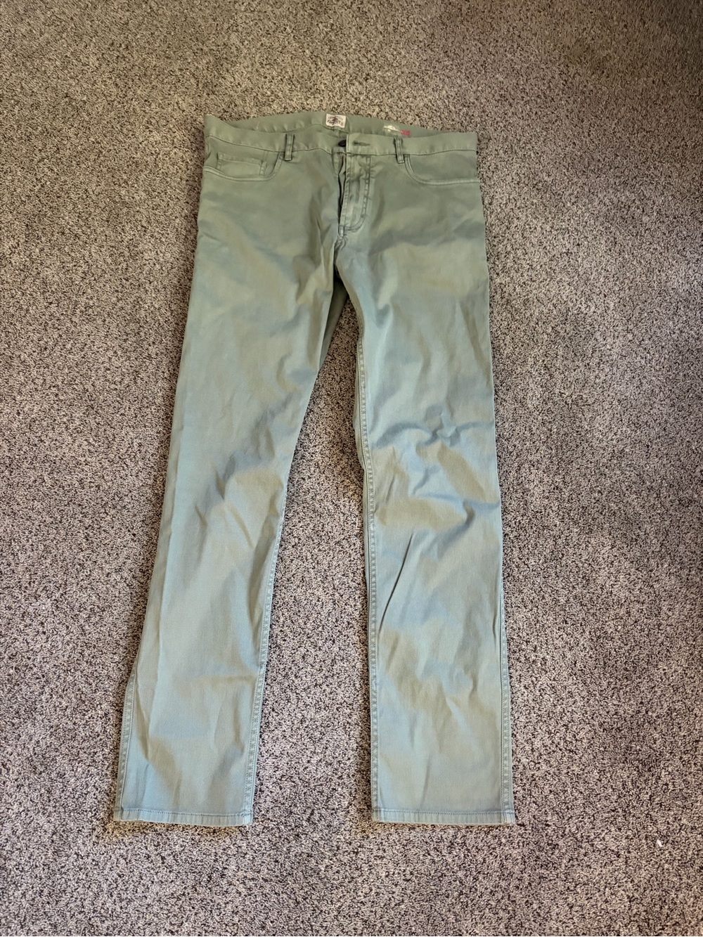 Faherty Slim Straight Jeans in Sage Green